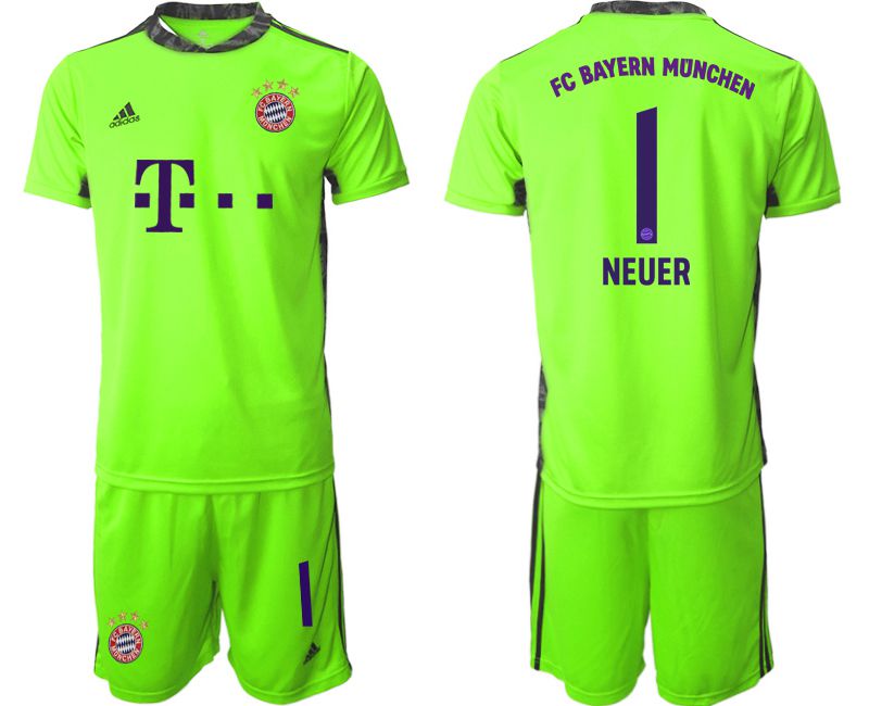 Men 2020-2021 club Bayern Munich fluorescent green goalkeeper #1 Soccer Jerseys